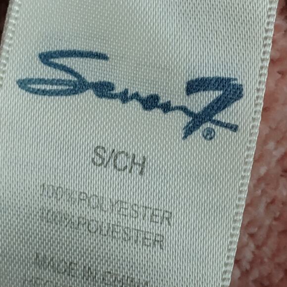 Seven7 Chenille Open Cardigan Sweater Peach Pink Long Sleeve Front Pockets - Picture 5 of 6